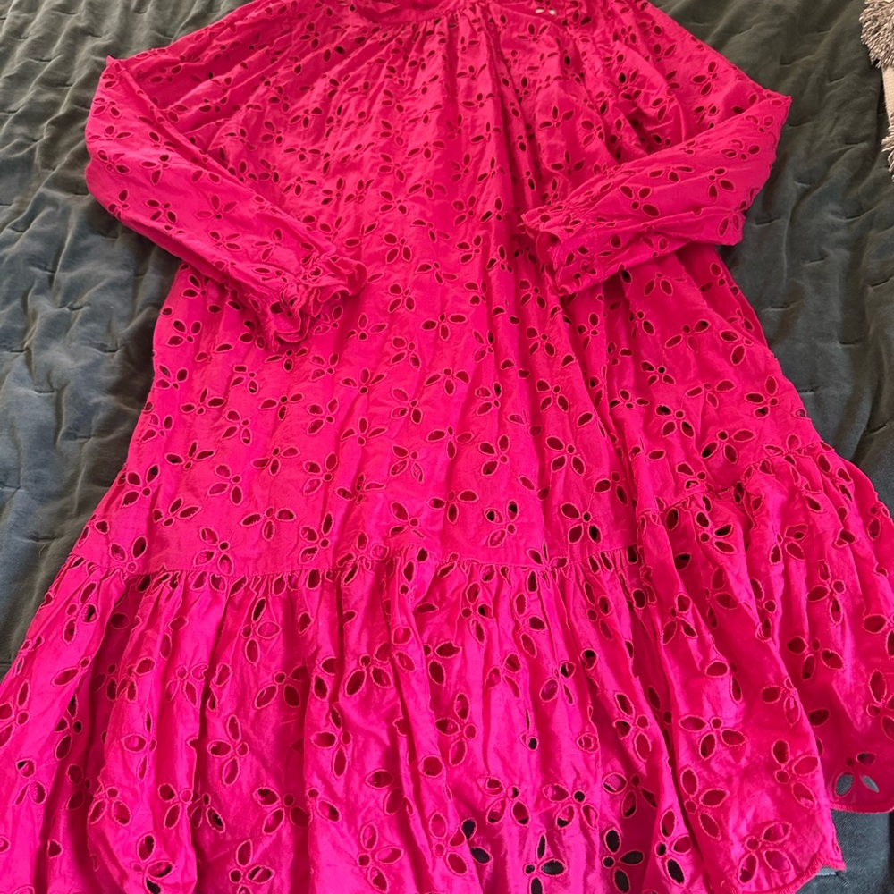 Vibrant Pink Eyelet Dress